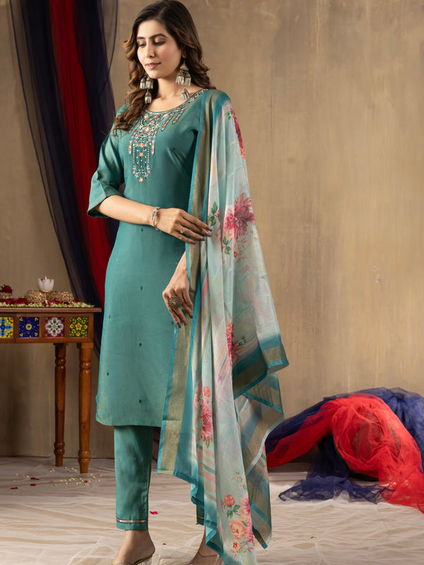 Elegant Straight Kurti Pant Dupatta Set