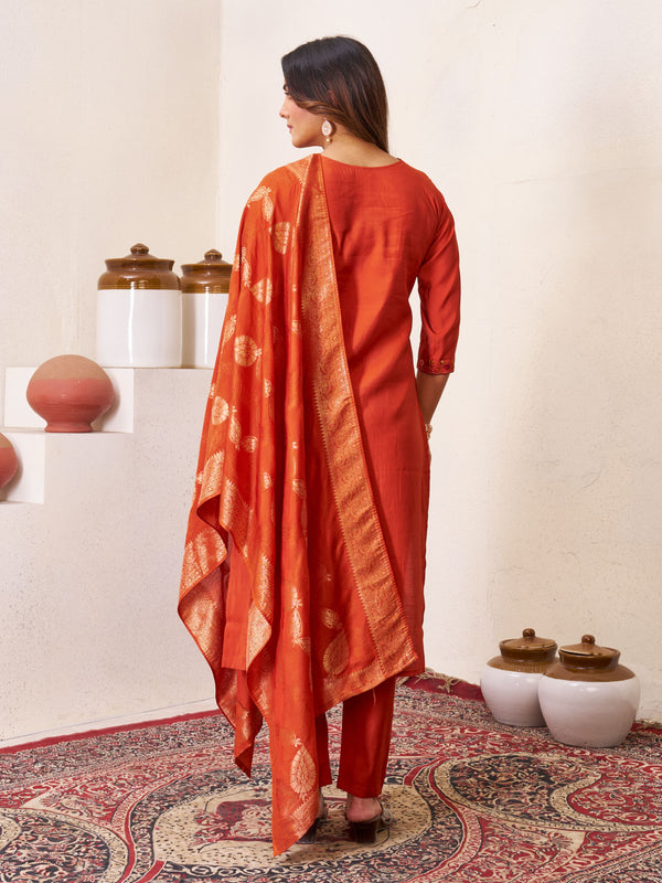 Elegant Straight Kurti Pant Dupatta Set