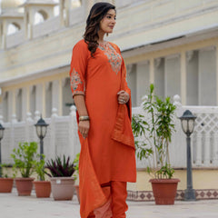 Elegant Straight Kurti Pant Dupatta Set