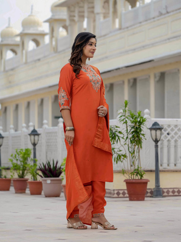 Elegant Straight Kurti Pant Dupatta Set