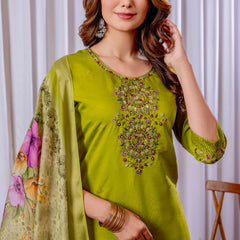 Elegant Straight Kurti Pant Dupatta Set