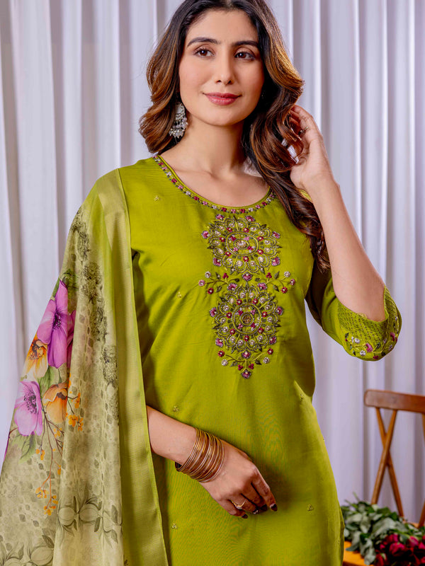 Elegant Straight Kurti Pant Dupatta Set