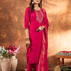 Elegant Straight Kurti Pant Dupatta Set