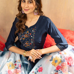 Elegant Straight Kurti Pant Dupatta Set