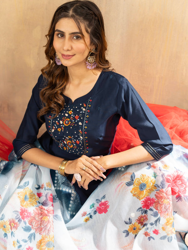 Elegant Straight Kurti Pant Dupatta Set
