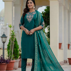 Elegant Straight Kurti Pant Dupatta Set