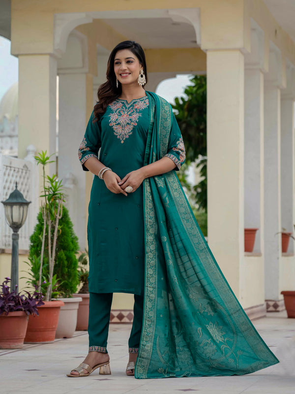 Elegant Straight Kurti Pant Dupatta Set