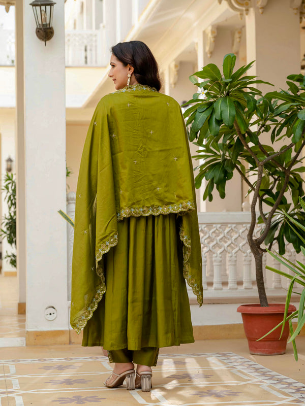 Anarkali Kurti Pant Dupatta Set