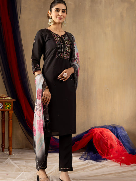 Elegant Straight Kurti Pant Dupatta Set