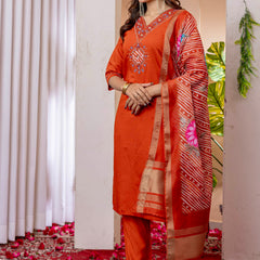 Elegant Straight Kurti Pant Dupatta Set