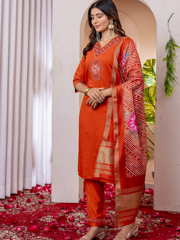 Elegant Straight Kurti Pant Dupatta Set