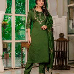 Elegant Straight Kurti Pant Dupatta Set
