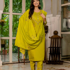 Elegant Straight Kurti Pant Dupatta Set