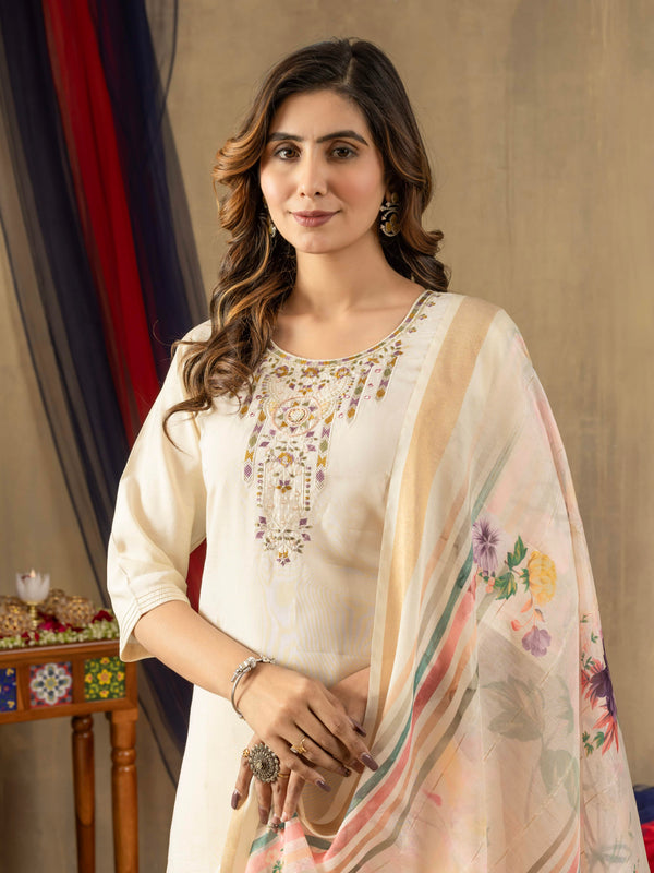 Elegant Straight Kurti Pant Dupatta Set