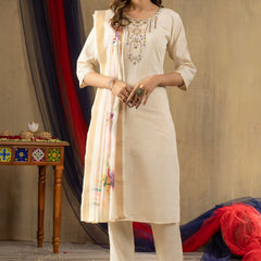 Elegant Straight Kurti Pant Dupatta Set