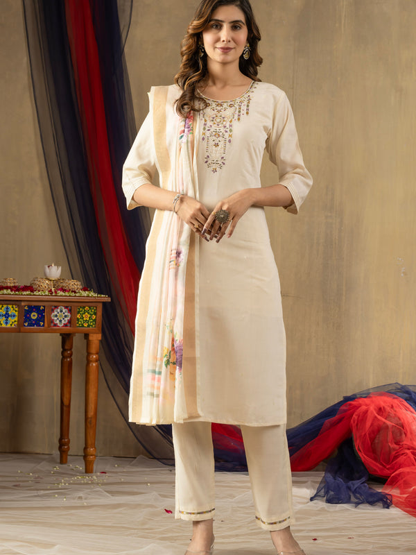 Elegant Straight Kurti Pant Dupatta Set