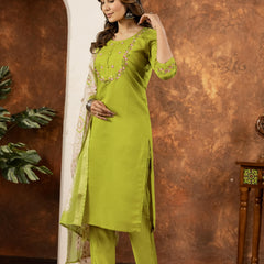 Elegant Straight Kurti Pant Dupatta Set