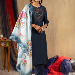 Elegant Straight Kurti Pant Dupatta Set