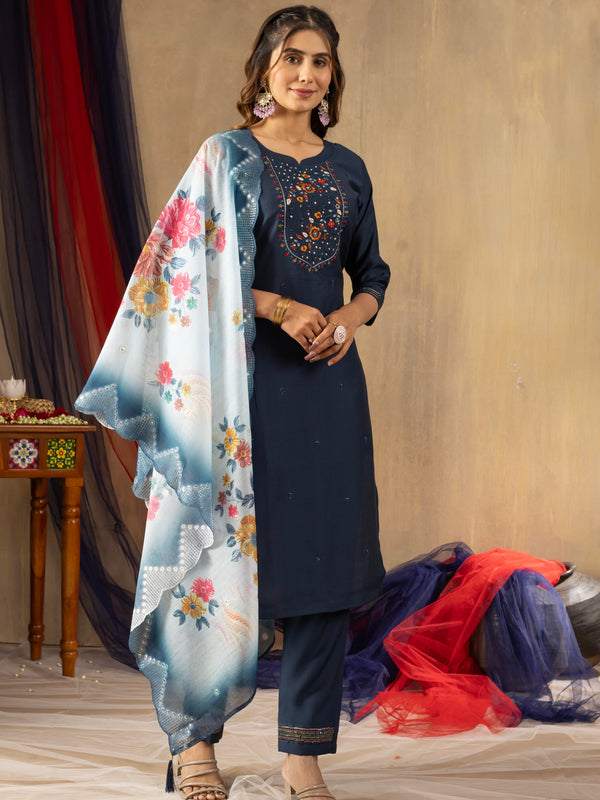 Elegant Straight Kurti Pant Dupatta Set