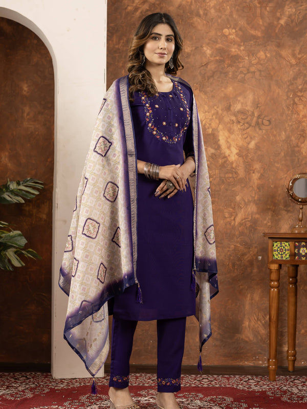 Elegant Straight Kurti Pant Dupatta Set