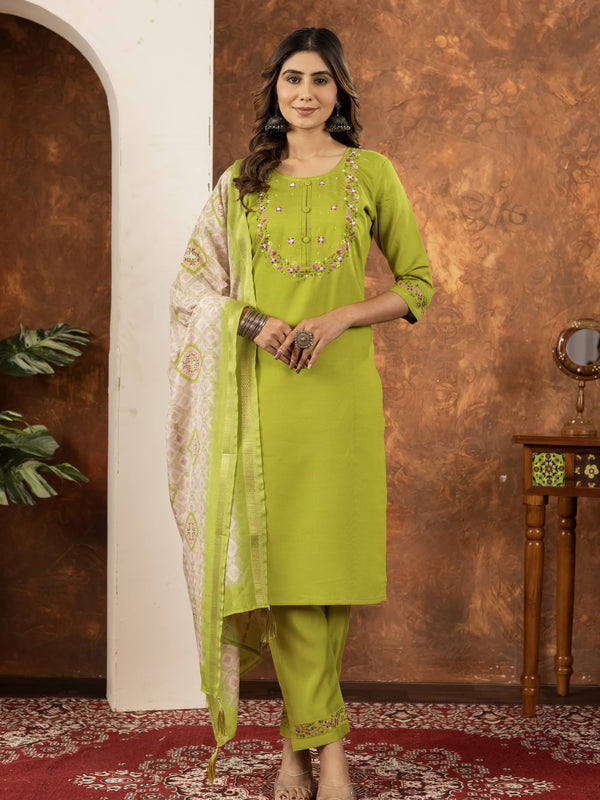 Elegant Straight Kurti Pant Dupatta Set