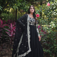 Jacquard Gown with Sequin Dupatta