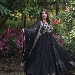 Jacquard Gown with Sequin Dupatta