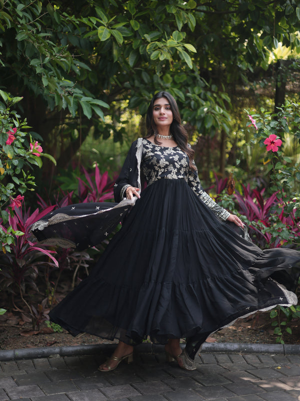 Jacquard Gown with Sequin Dupatta
