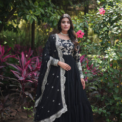 Jacquard Gown with Sequin Dupatta
