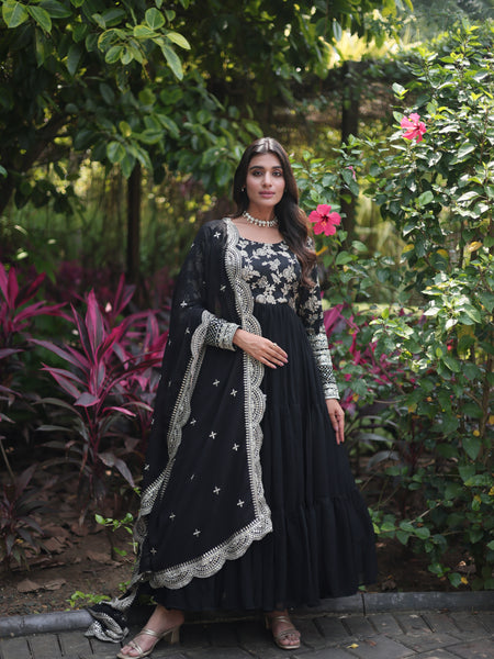 Jacquard Gown with Sequin Dupatta
