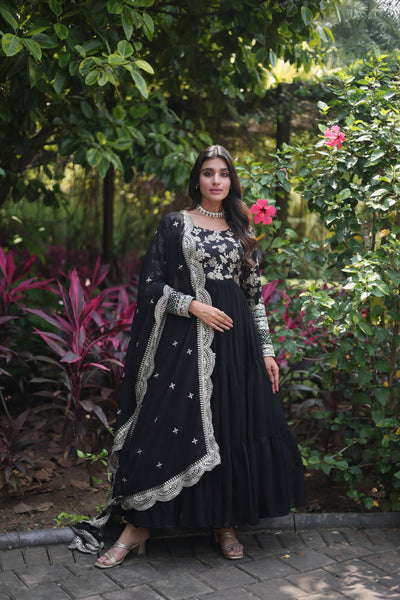 Jacquard Gown with Sequin Dupatta