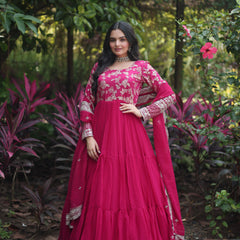 Jacquard Gown with Sequin Dupatta