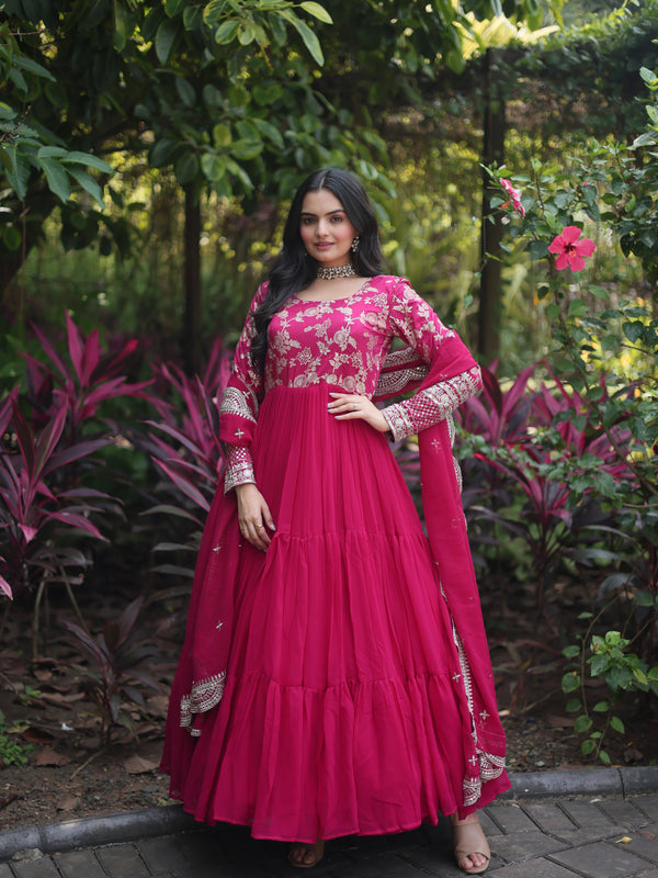 Jacquard Gown with Sequin Dupatta