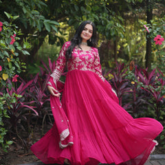 Jacquard Gown with Sequin Dupatta