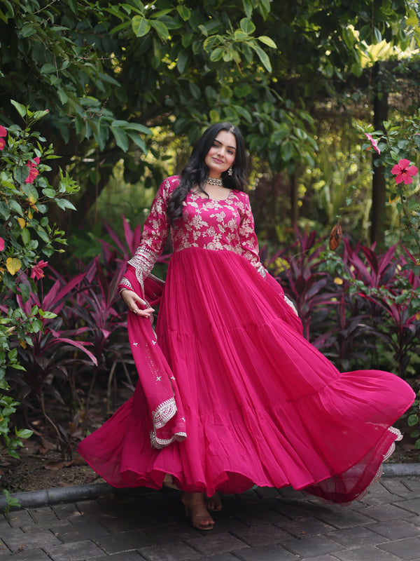 Jacquard Gown with Sequin Dupatta