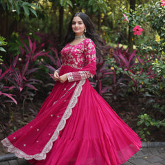 Jacquard Gown with Sequin Dupatta
