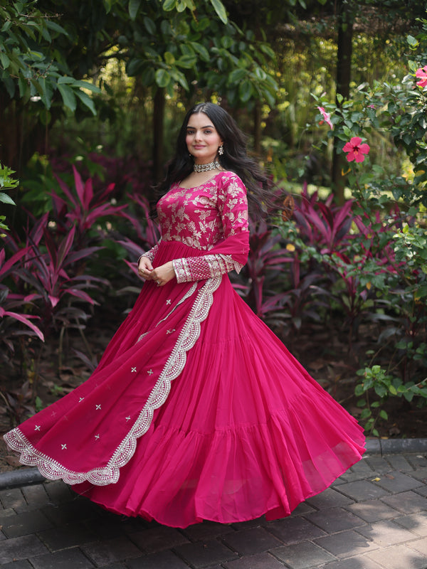 Jacquard Gown with Sequin Dupatta
