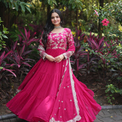 Jacquard Gown with Sequin Dupatta