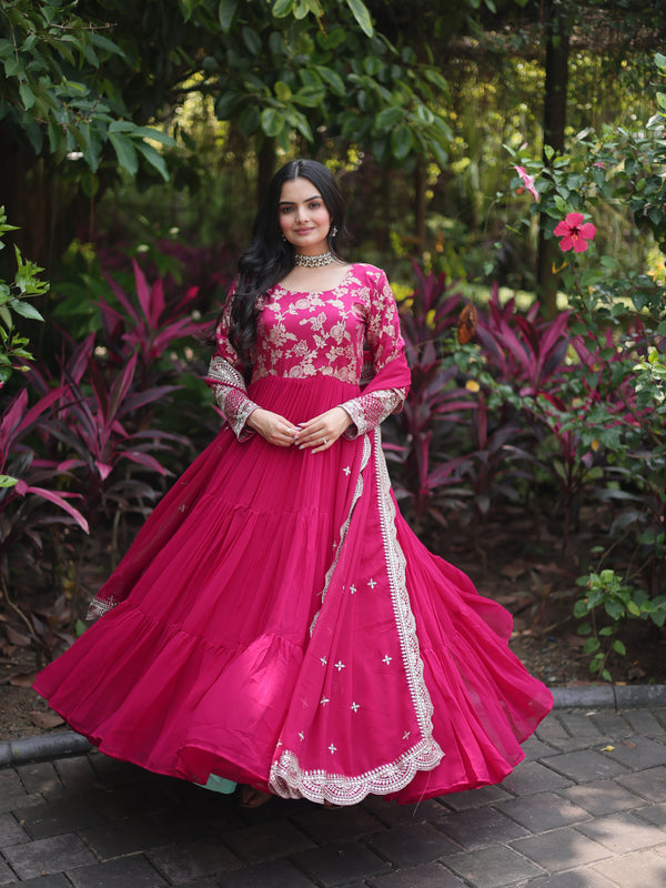 Jacquard Gown with Sequin Dupatta