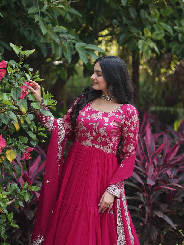 Jacquard Gown with Sequin Dupatta