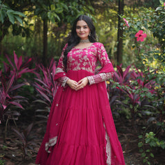 Jacquard Gown with Sequin Dupatta