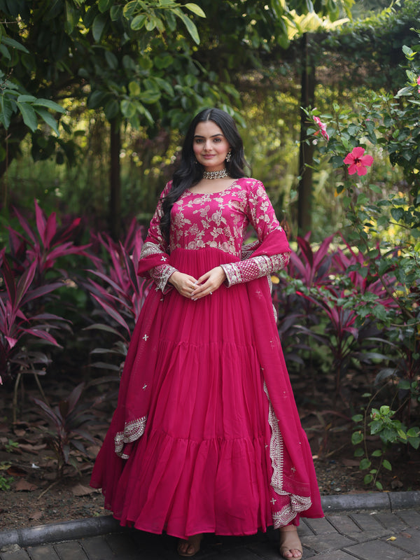 Jacquard Gown with Sequin Dupatta