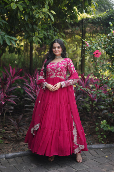 Jacquard Gown with Sequin Dupatta