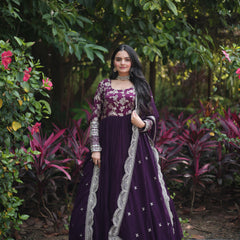 Jacquard Gown with Sequin Dupatta