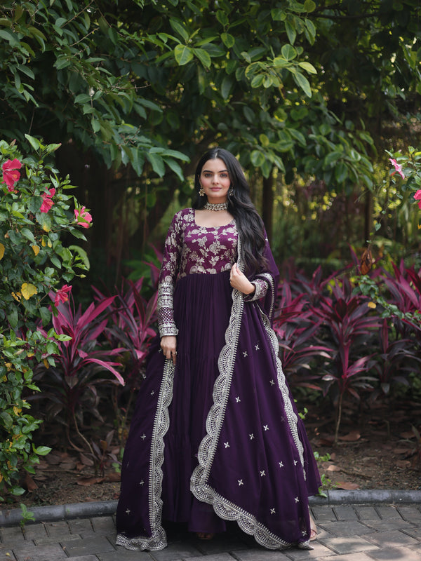 Jacquard Gown with Sequin Dupatta