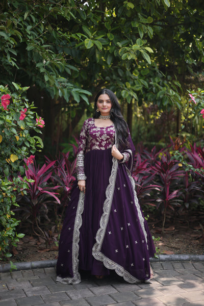 Jacquard Gown with Sequin Dupatta