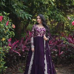 Jacquard Gown with Sequin Dupatta