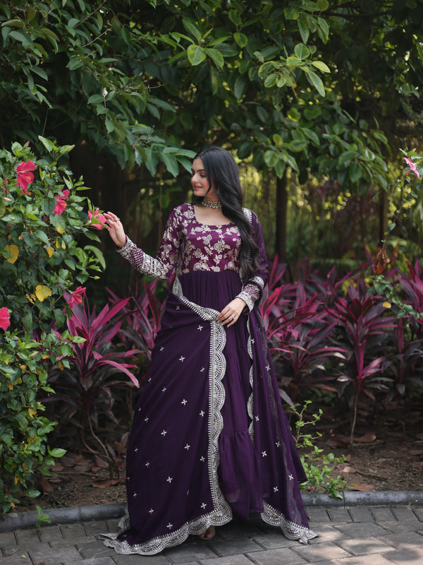 Jacquard Gown with Sequin Dupatta