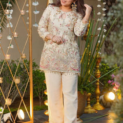 Heavy Crepe Silk With Embroidery Top Bottom Suit Set