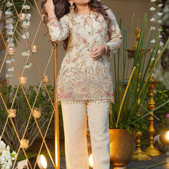 Heavy Crepe Silk With Embroidery Top Bottom Suit Set